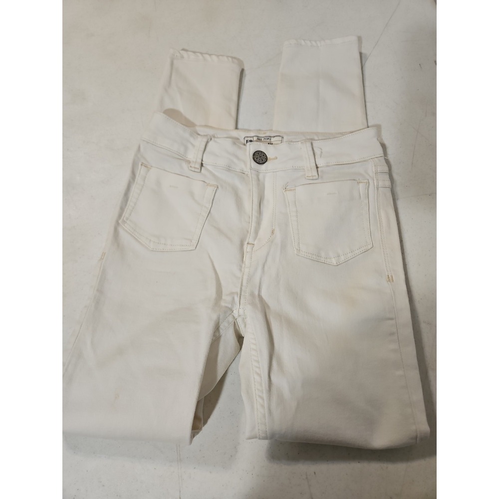 Free People Jeans Womens Size 25 White Denim Classic Mid Rise Skinny Jeans(458